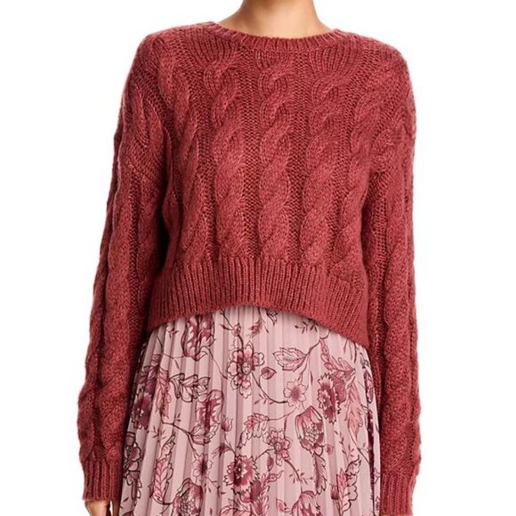 Steve Madden Ceronne Cable Knit Crewneck Sweater - NWT Small Rust - Picture 3 of 6